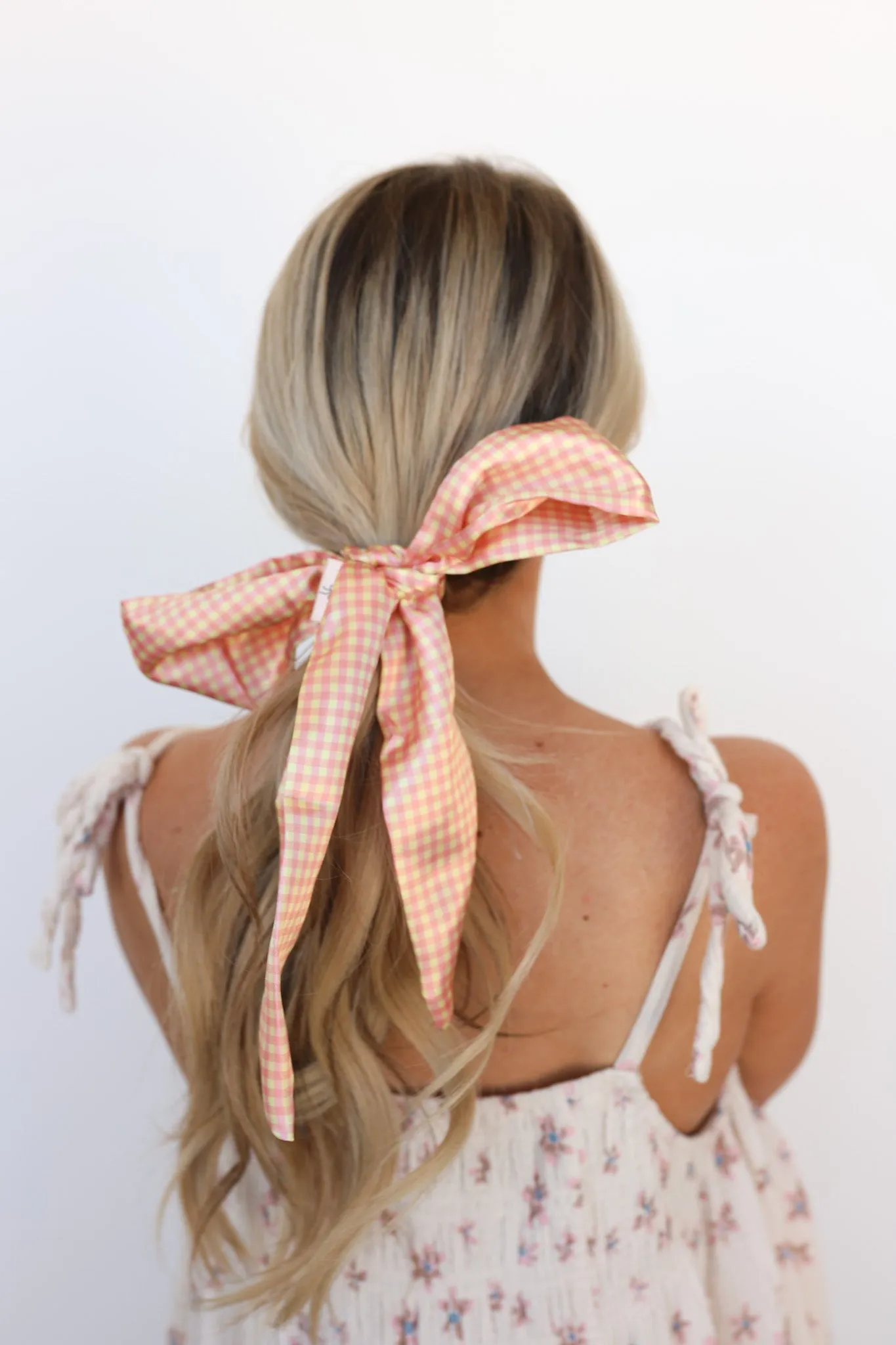 PINK PLAID HAIR SCARF