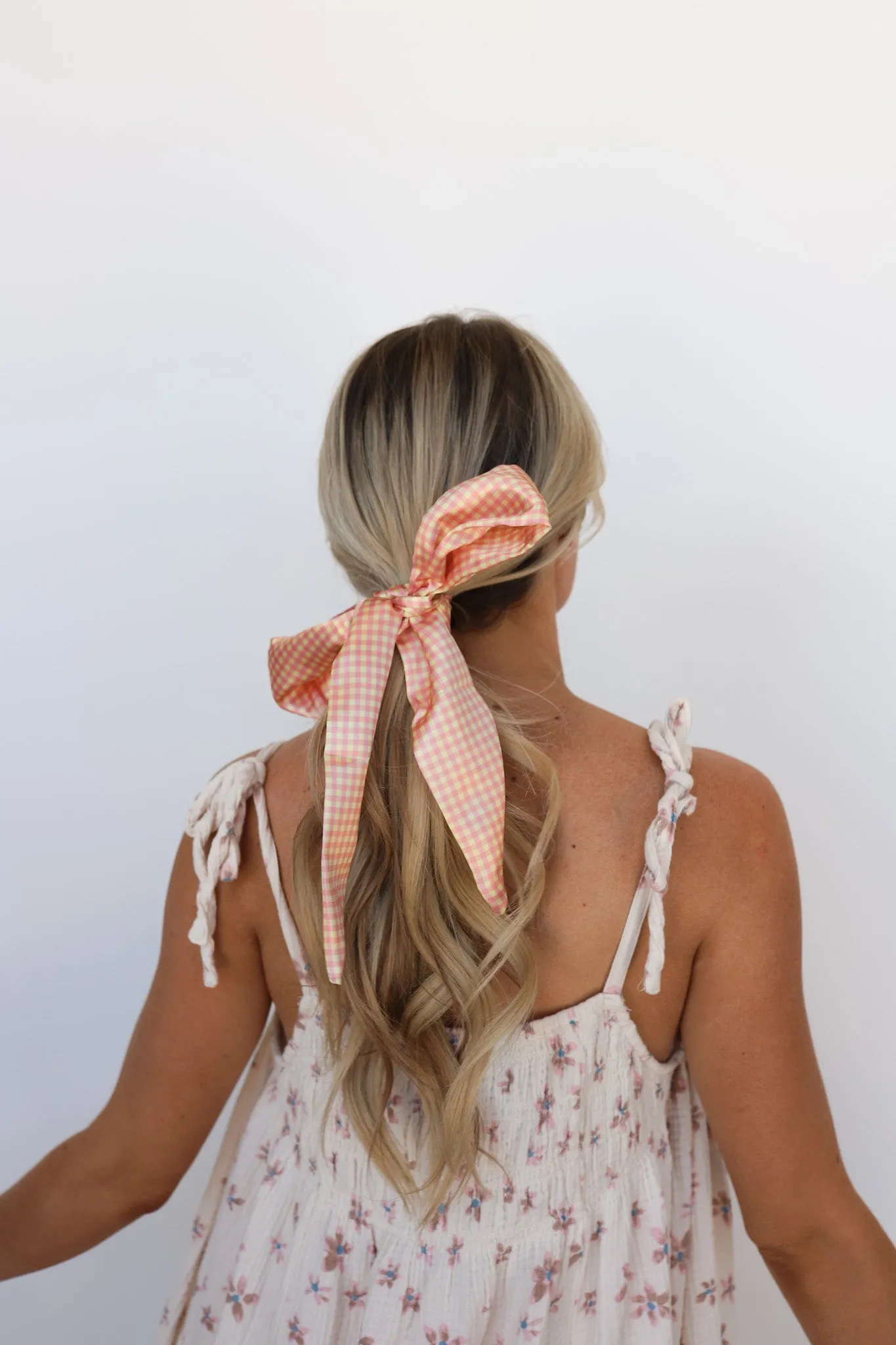 PINK PLAID HAIR SCARF