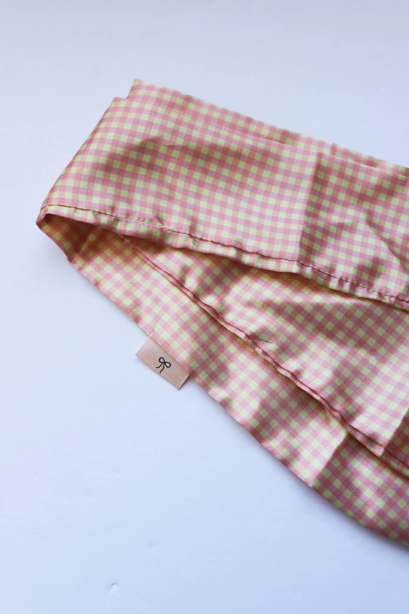 PINK PLAID HAIR SCARF