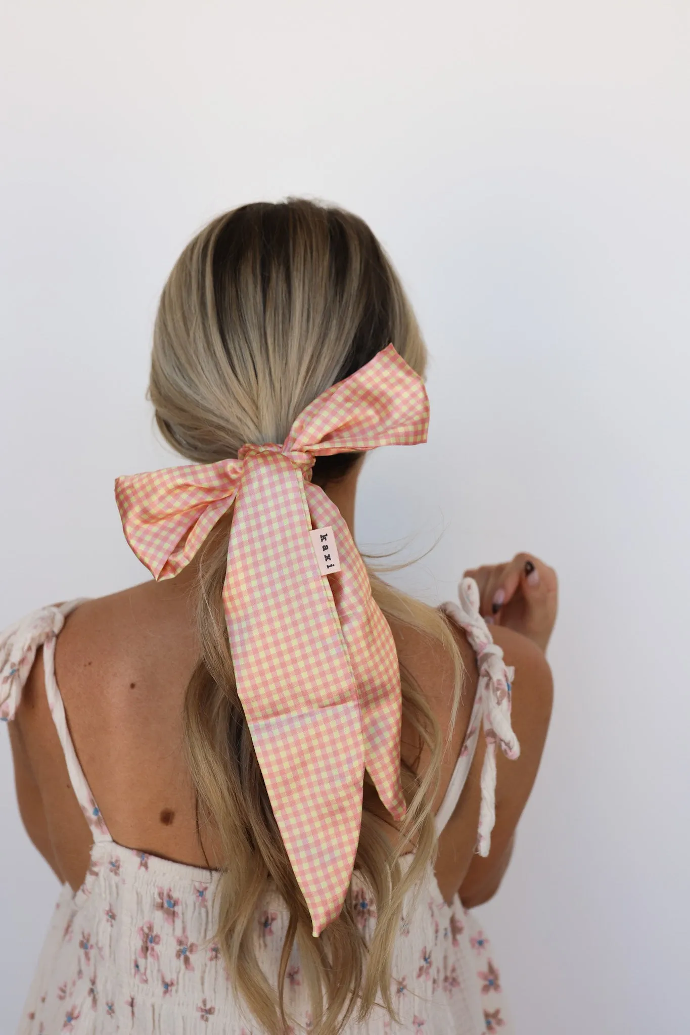 PINK PLAID HAIR SCARF