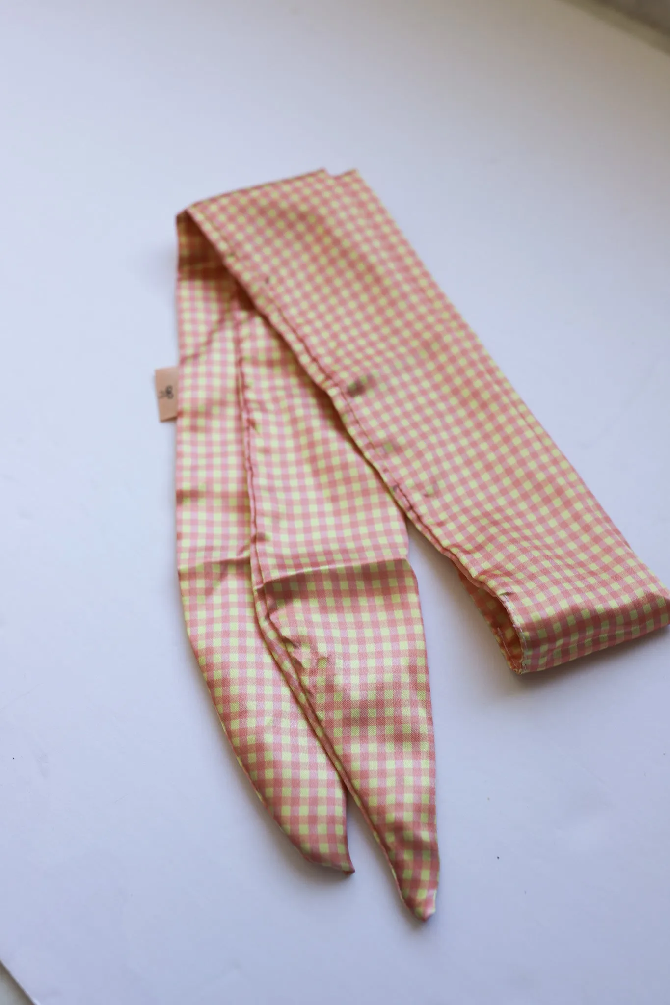 PINK PLAID HAIR SCARF