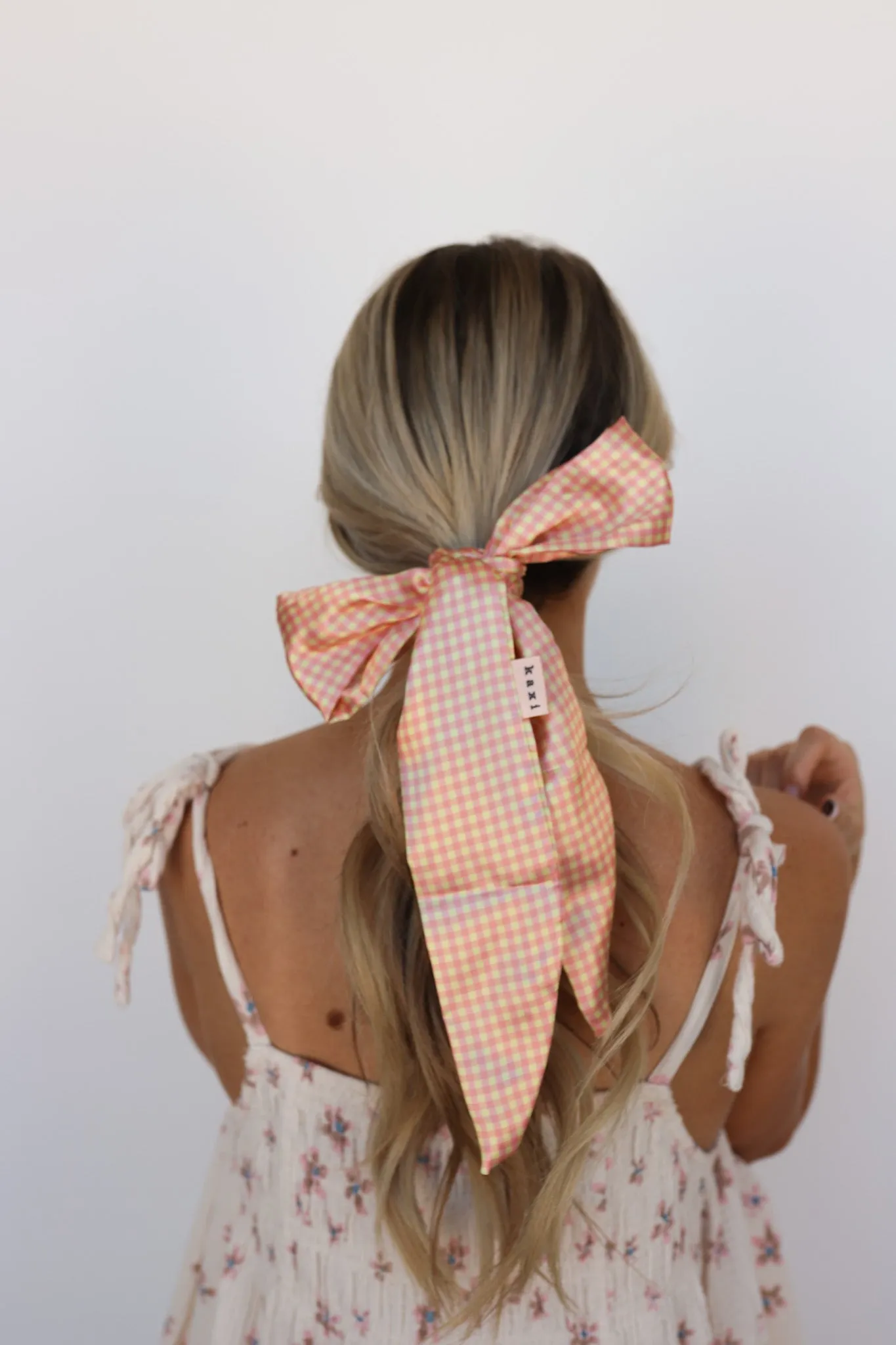 PINK PLAID HAIR SCARF