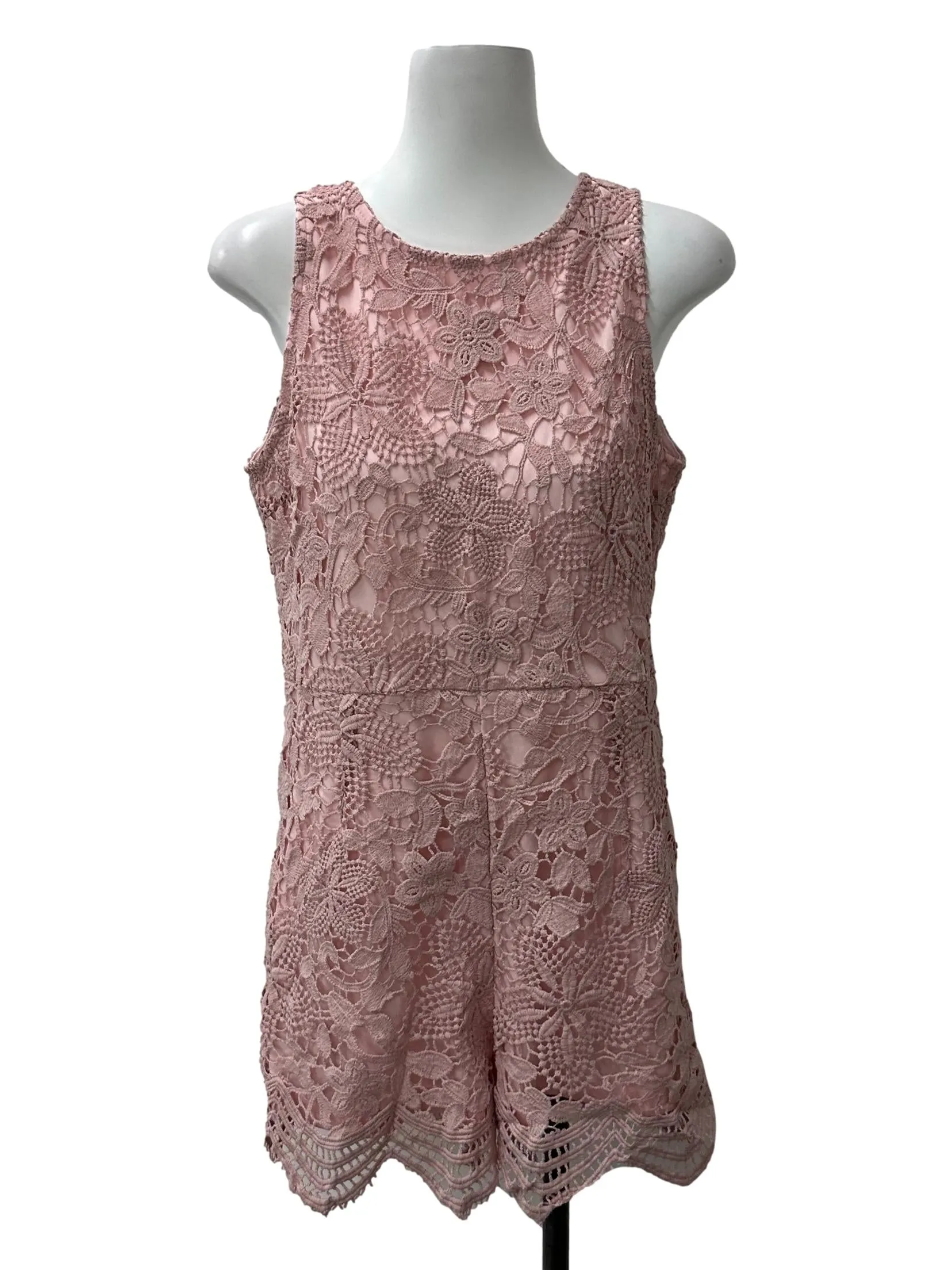 Pink Sleeveless Laced Romper