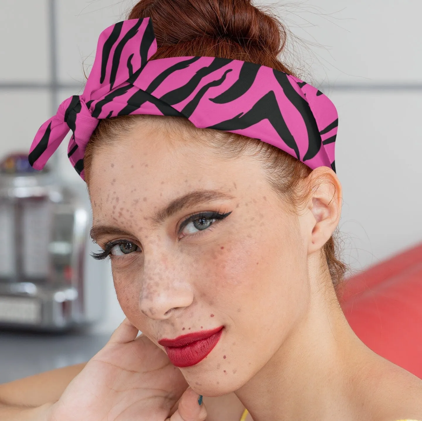 Pink Tiger Stripe Satin Bandana