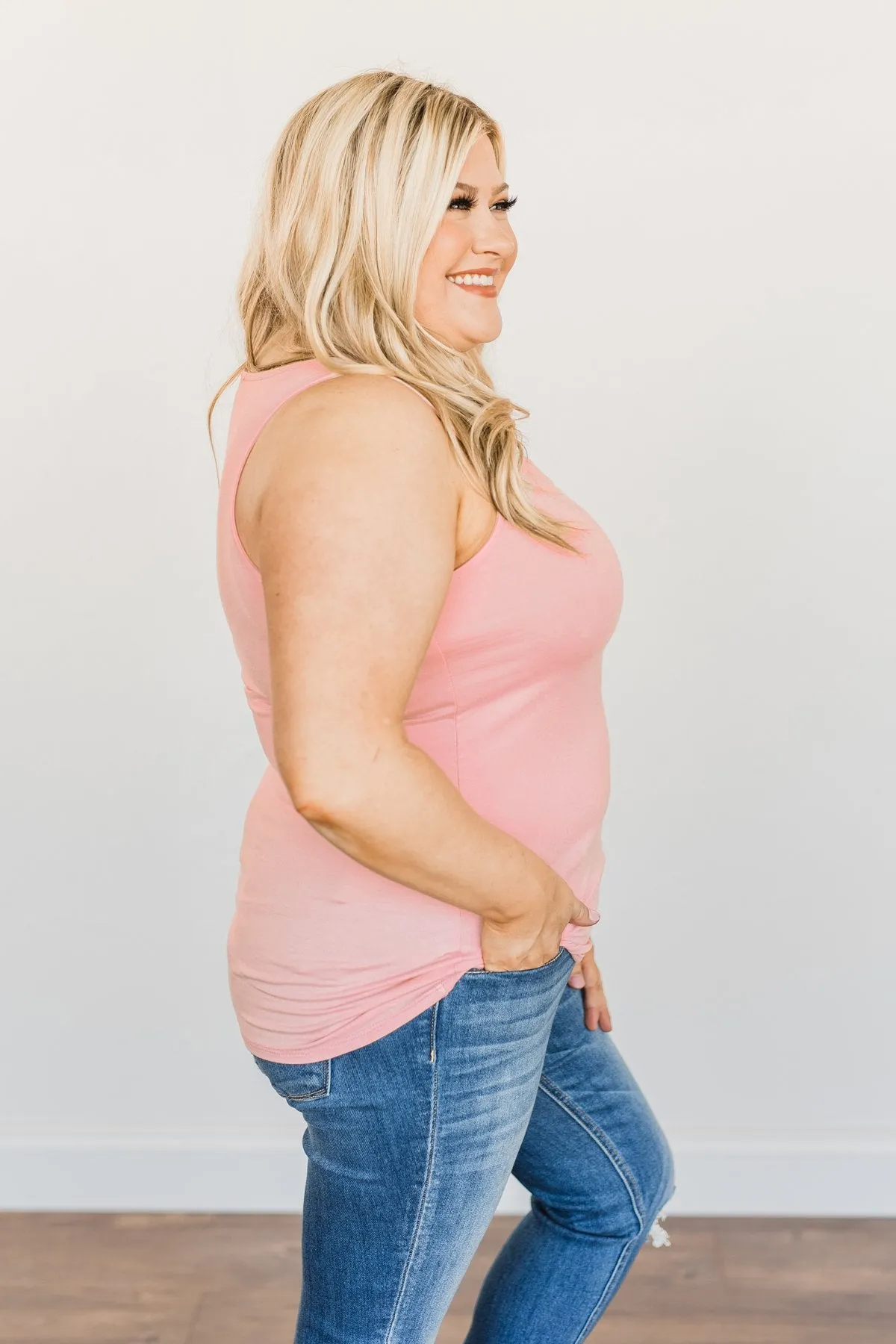 Places to Go Criss Cross Tank Top- Blush