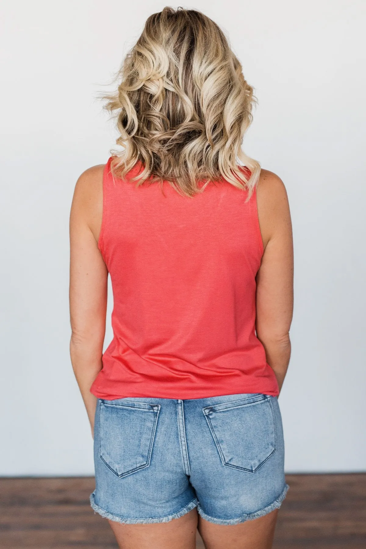 Places to Go Criss Cross Tank Top- Coral Orange