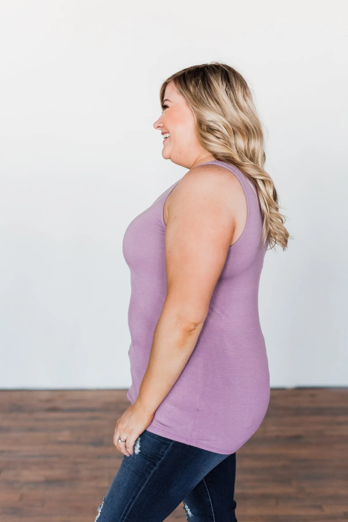 Places to Go Criss Cross Tank Top- Lavender