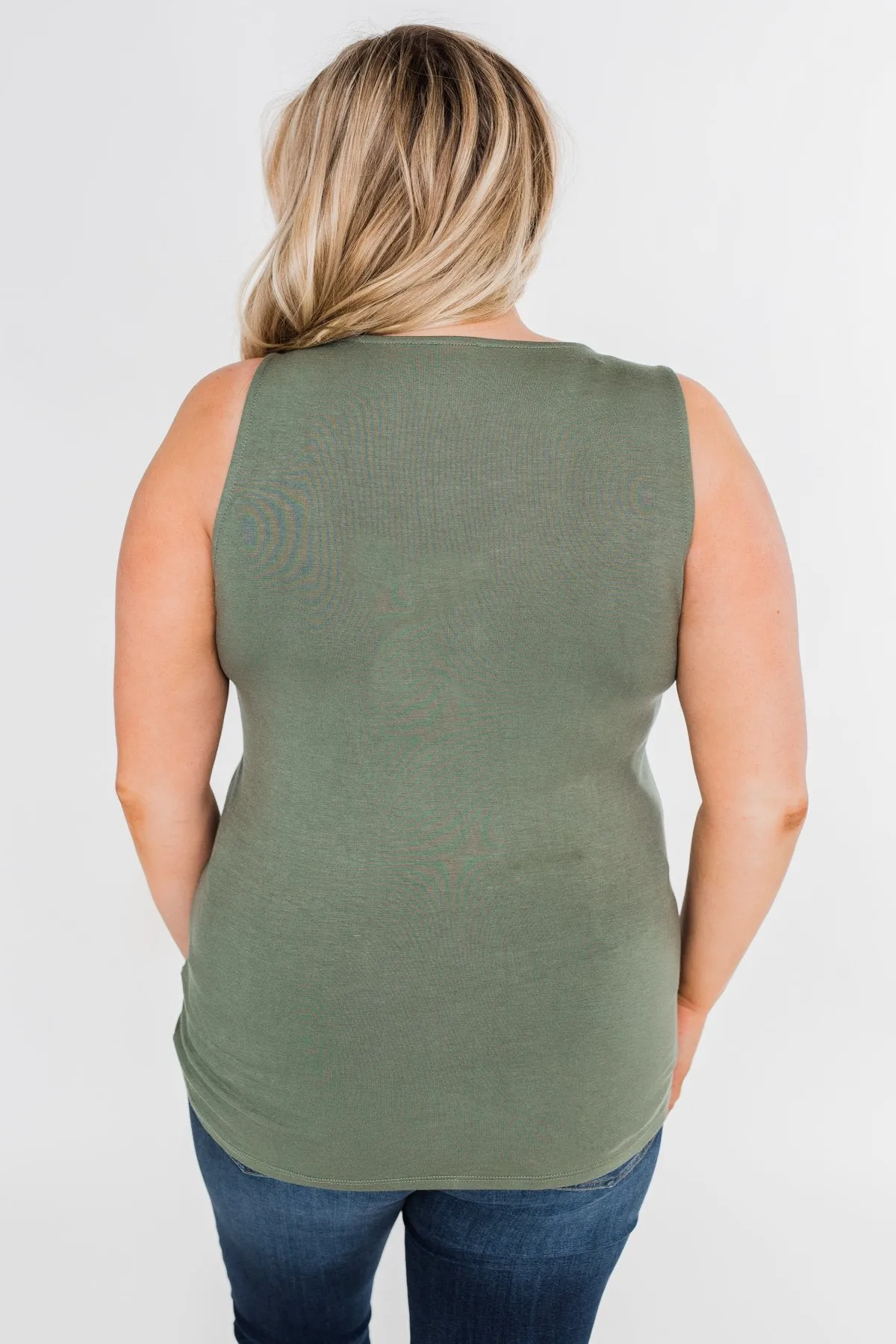 Places to Go Criss Cross Tank Top- Olive