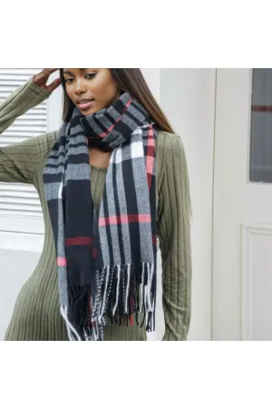 Plaid Blanket Tassel Scarf