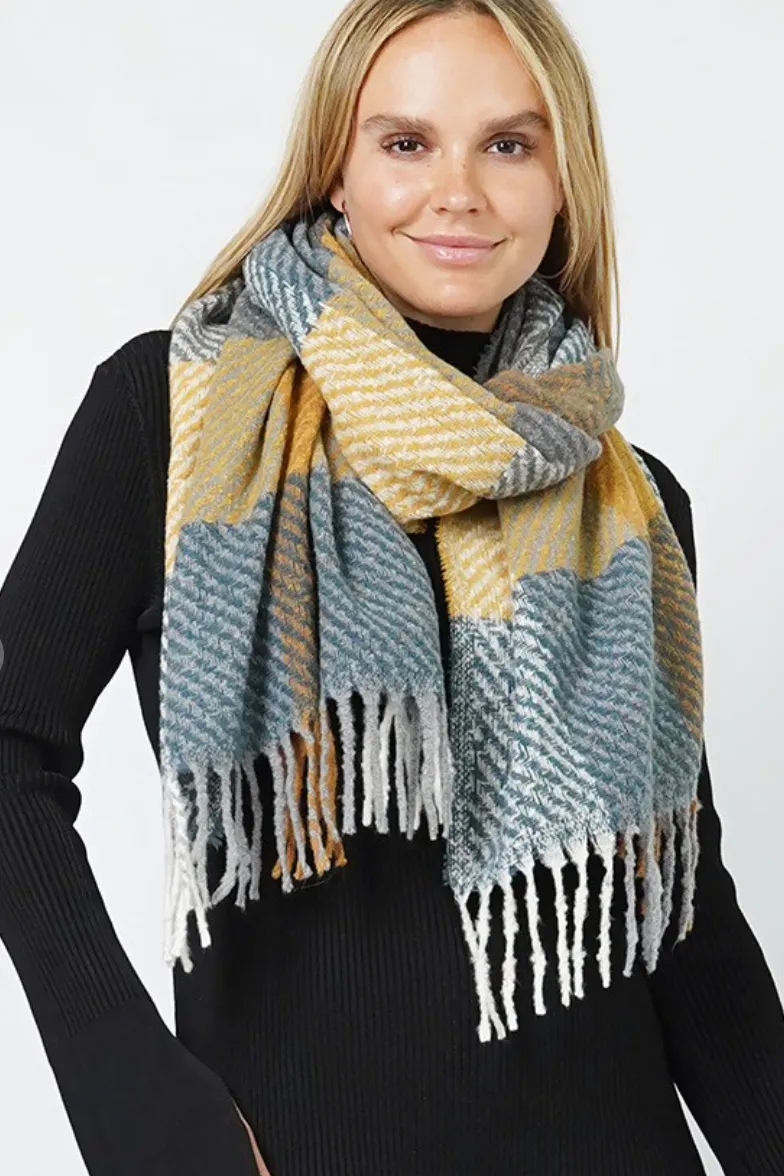 Plaid Fringe Scarf - Multiple Colors