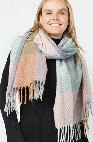 Plaid Fringe Scarf - Multiple Colors