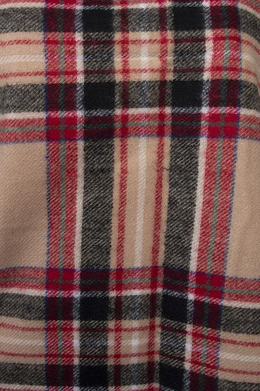 Plaid Print Tassel End Oblong Scarf