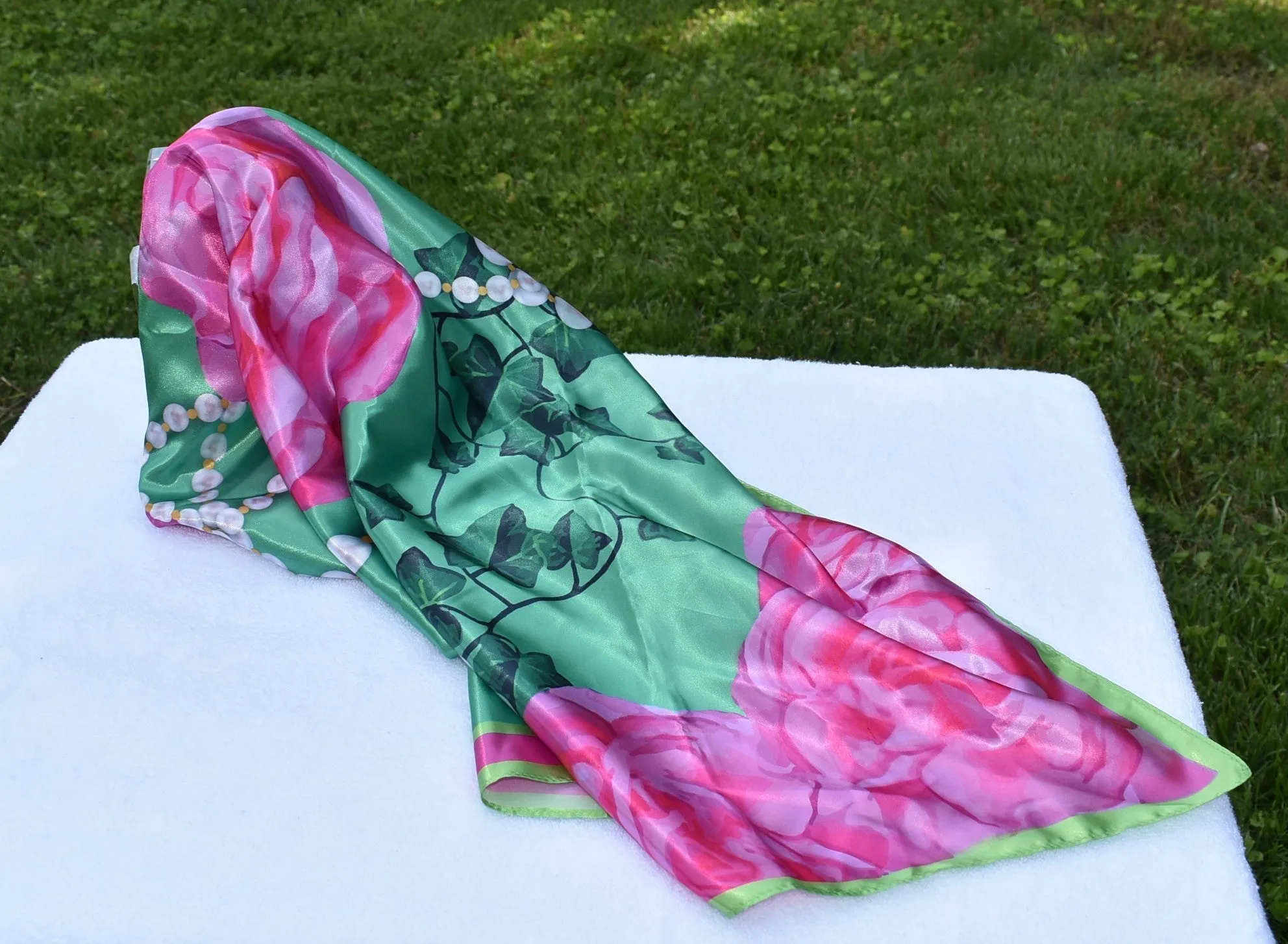 PNK Signature Pink & Green Scarf - Floral Print
