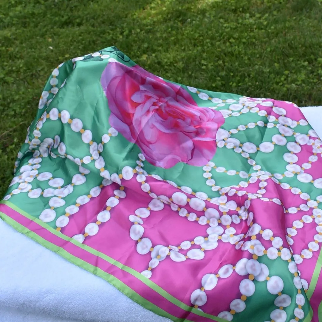 PNK Signature Pink & Green Scarf - Floral Print