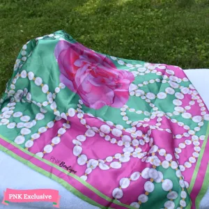 PNK Signature Pink & Green Scarf - Floral Print