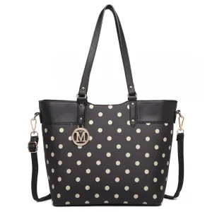 Polka Dot Print Tote Bag - Black