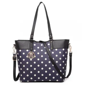 Polka Dot Print Tote Bag - Navy
