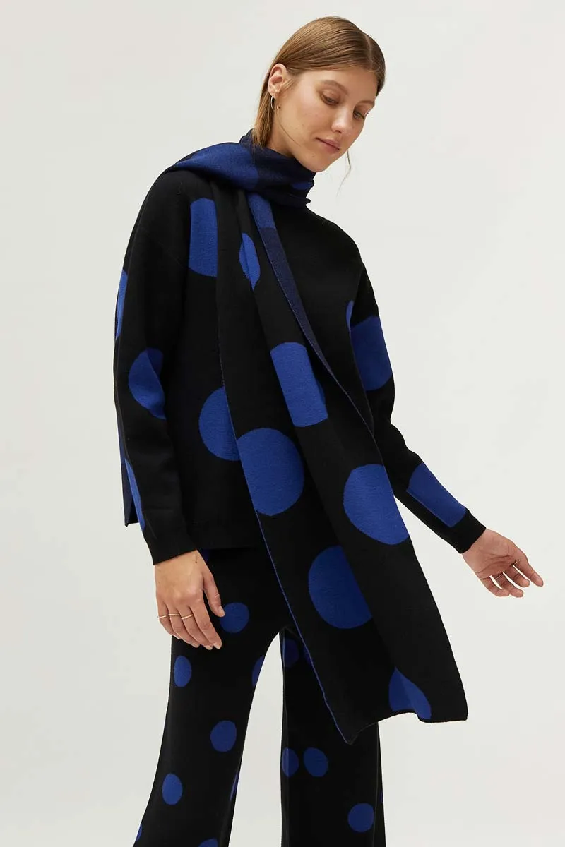 Polka Dot Printed Jacquard Knit Scarf