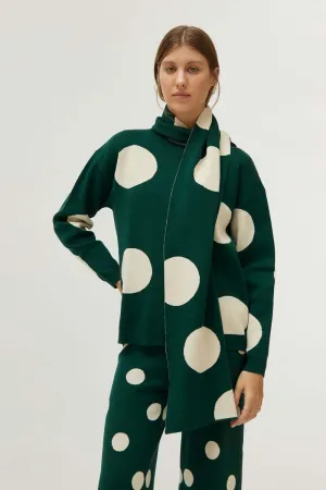 Polka Dot Printed Jacquard Knit Scarf