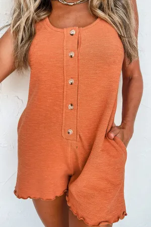 PREORDER! ETA 4/8 Summertime Grapefruit Orange U-Neck Sleeveless Romper **SHIPPING EXPECTED TO BEGIN ON DATE 4/8**
