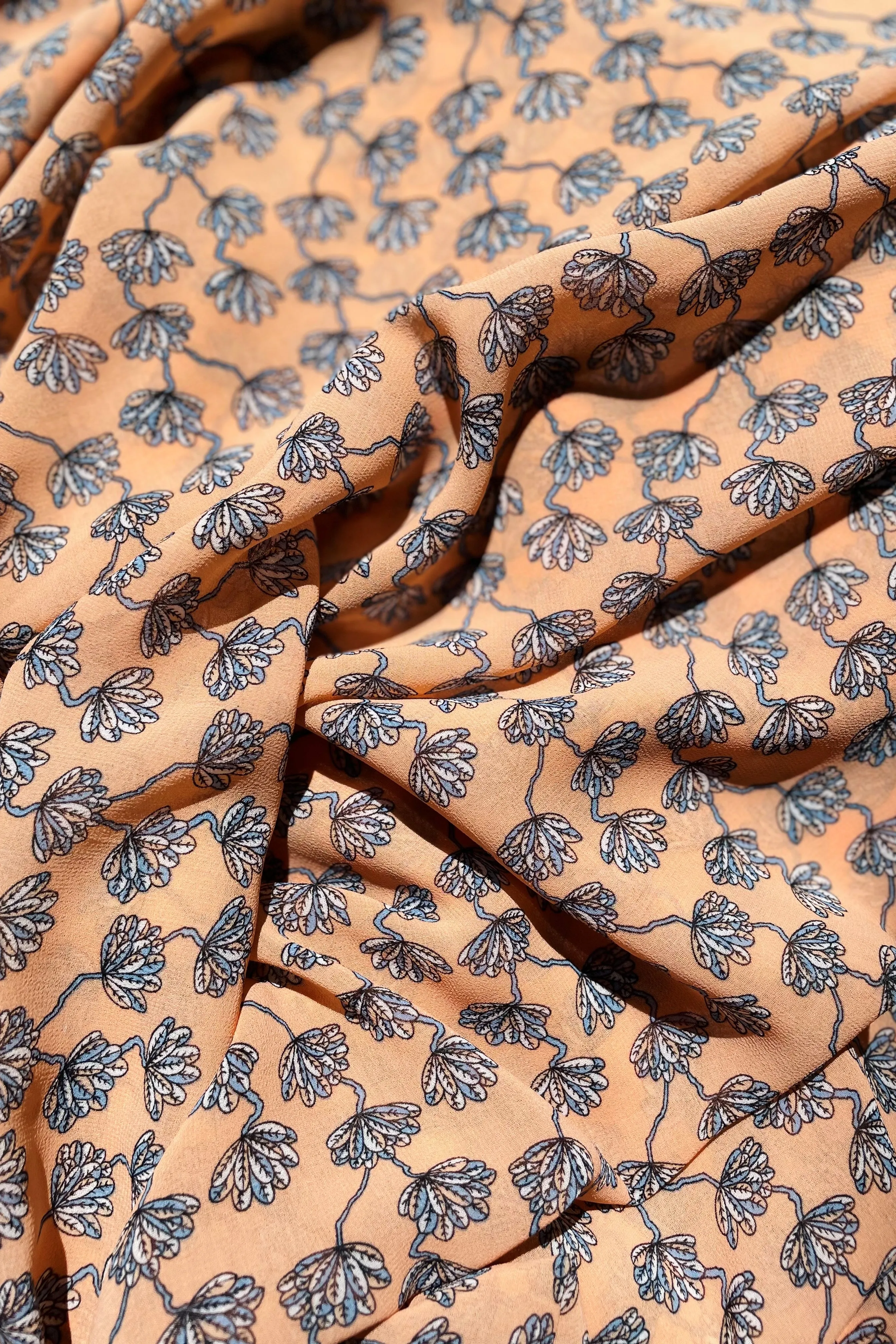 Printed Chiffon - Peach Leaves