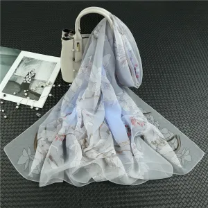 Printed Chiffon Silk Scarf Women 90*180cm Oversized Sunscreen Holiday Seaside Beach Shawl