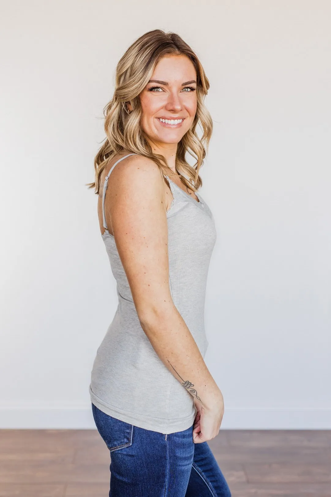 Pulse Basics All You Ever Wanted Lace Tank- Heather Grey