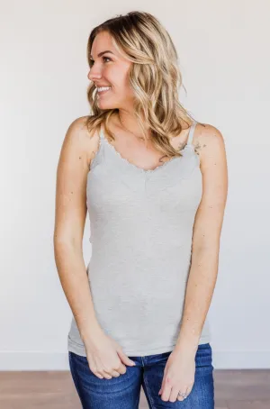 Pulse Basics All You Ever Wanted Lace Tank- Heather Grey