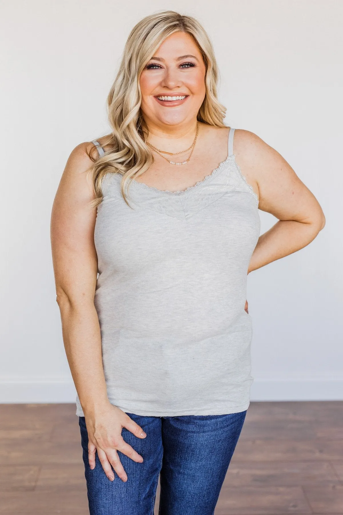 Pulse Basics All You Ever Wanted Lace Tank- Heather Grey