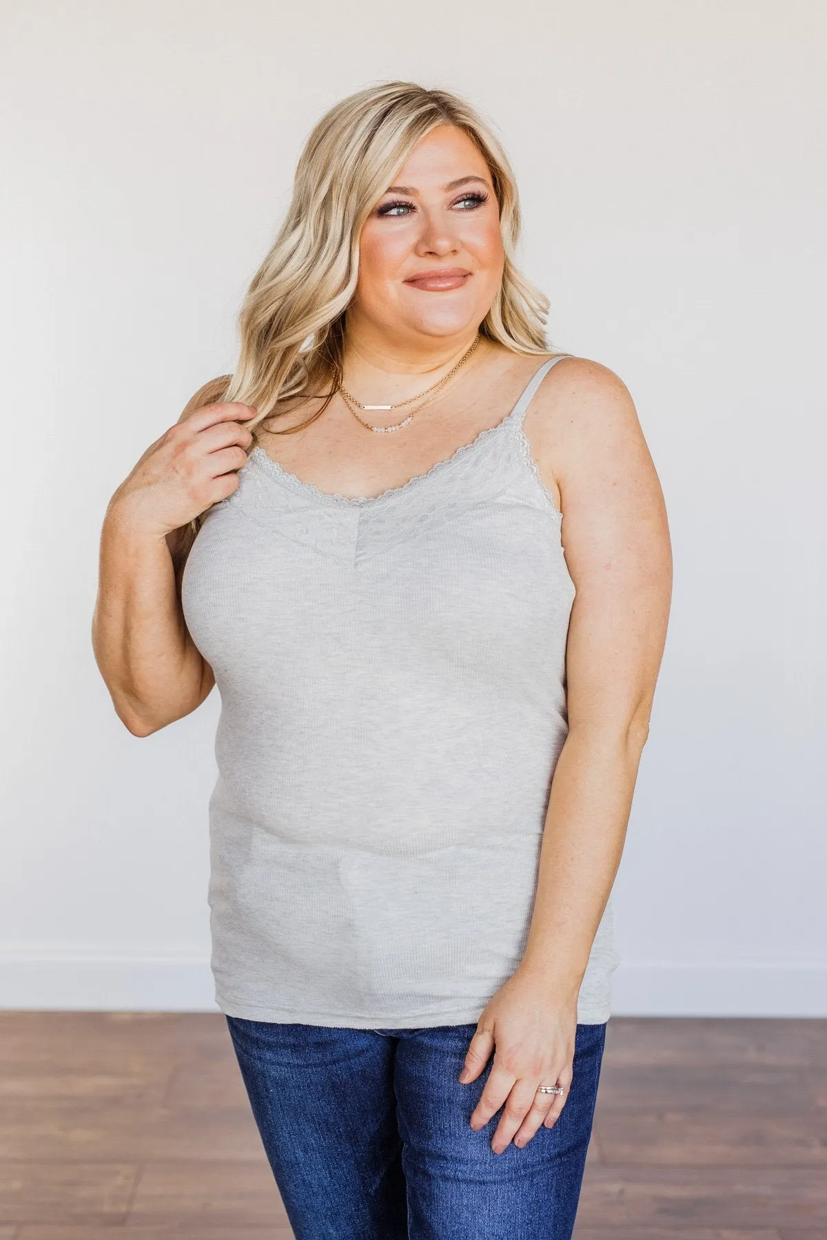 Pulse Basics All You Ever Wanted Lace Tank- Heather Grey