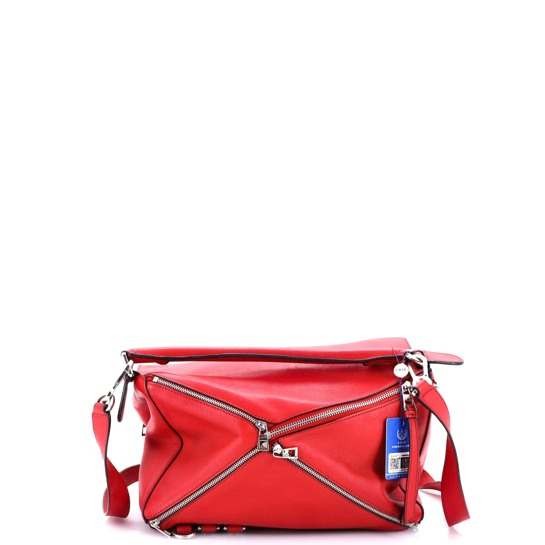 Puzzle Bag Zipper Embellished Leather Medium
