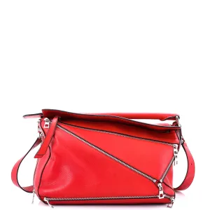 Puzzle Bag Zipper Embellished Leather Medium