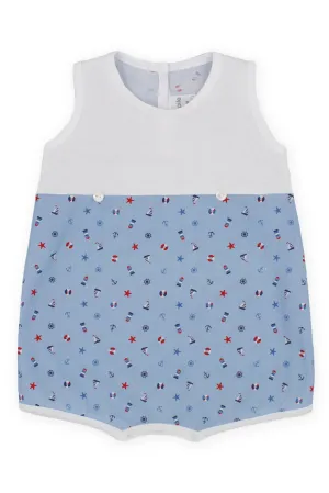 "Christopher" Blue Nautical Sleeveless Romper