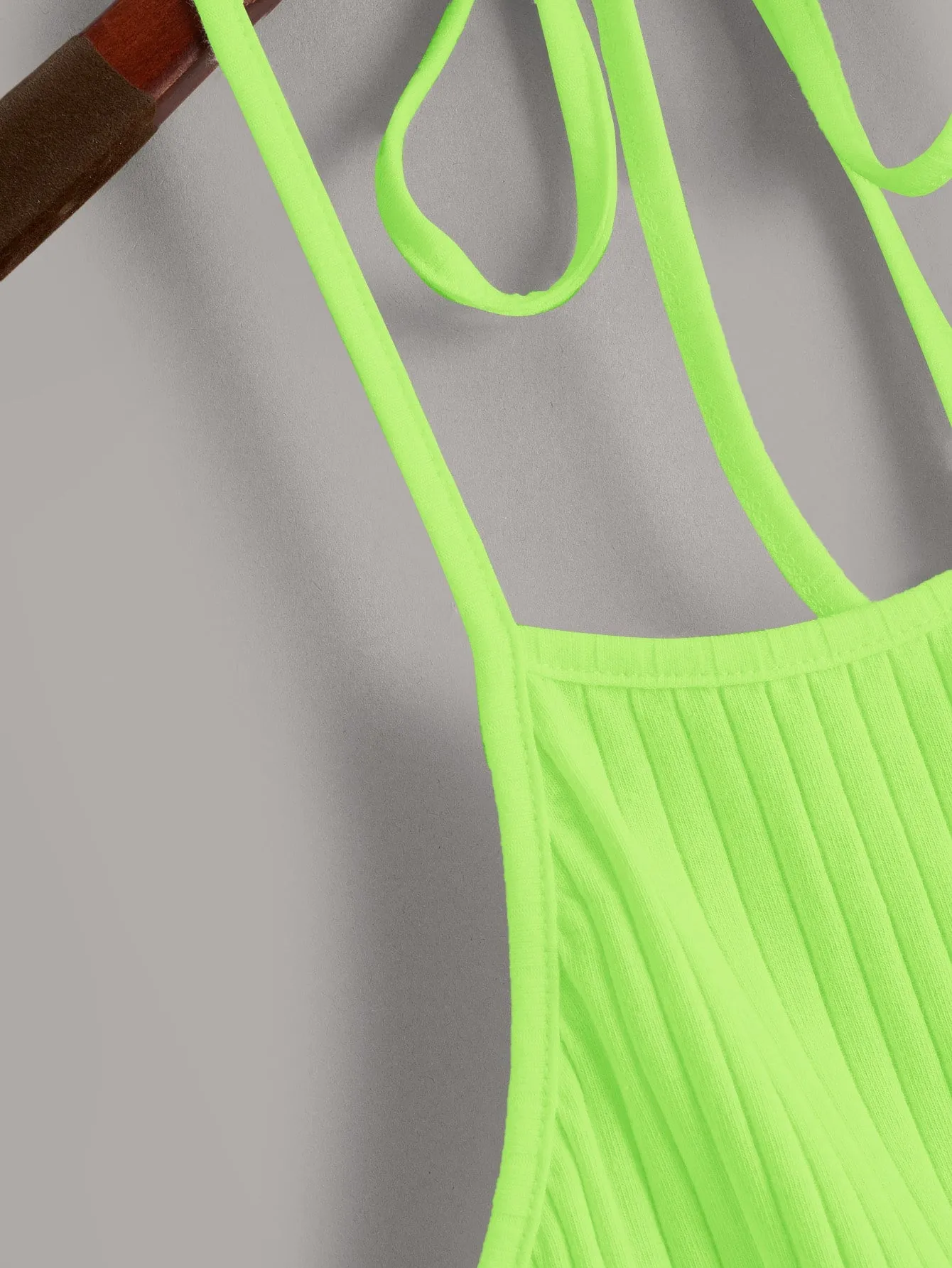 Qutie Solid Rib-knit Halter Top