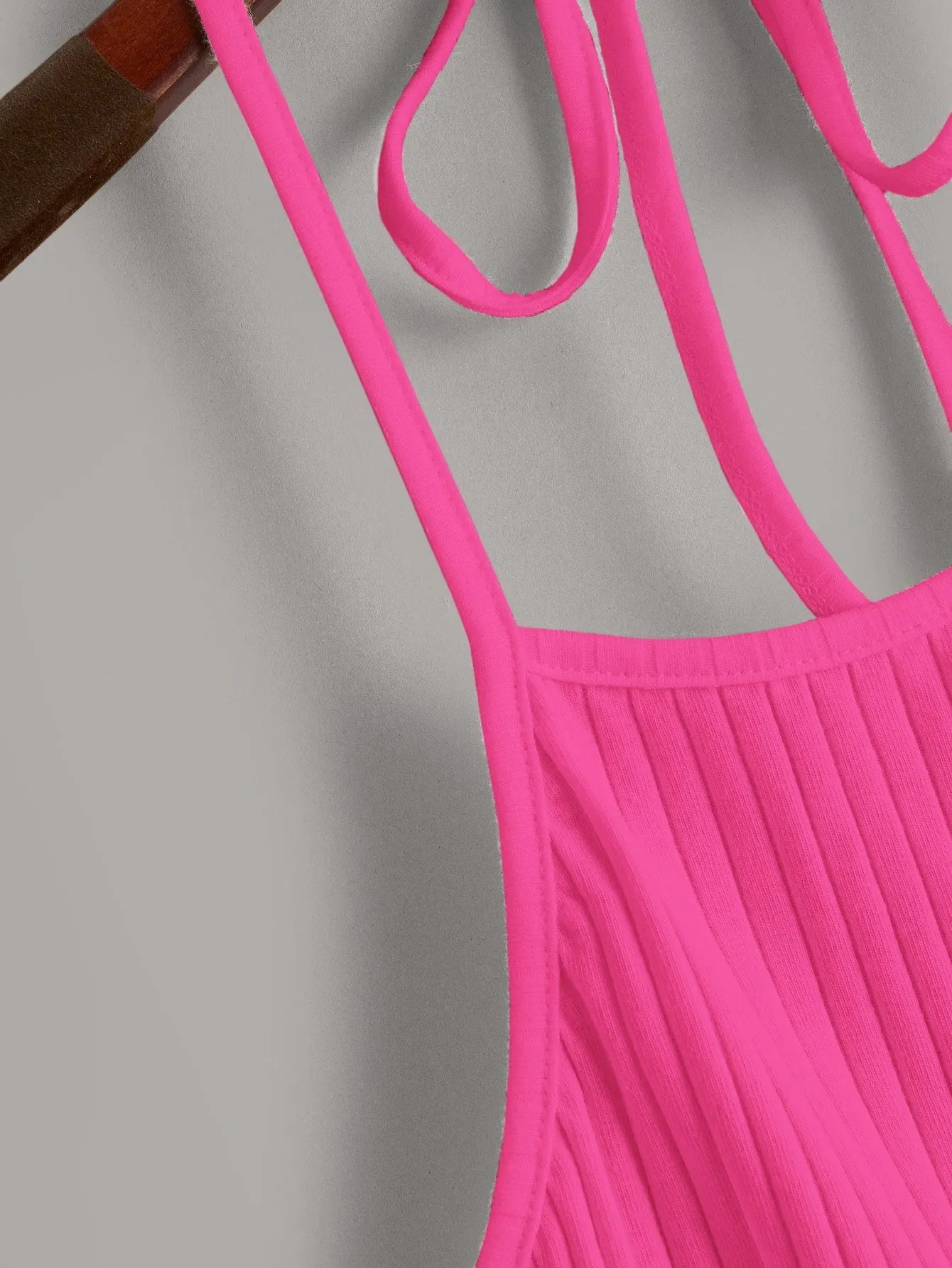 Qutie Solid Rib-knit Halter Top