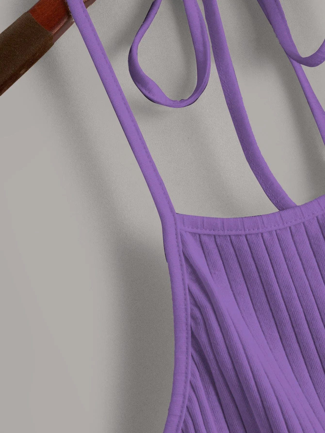 Qutie Solid Rib-knit Halter Top