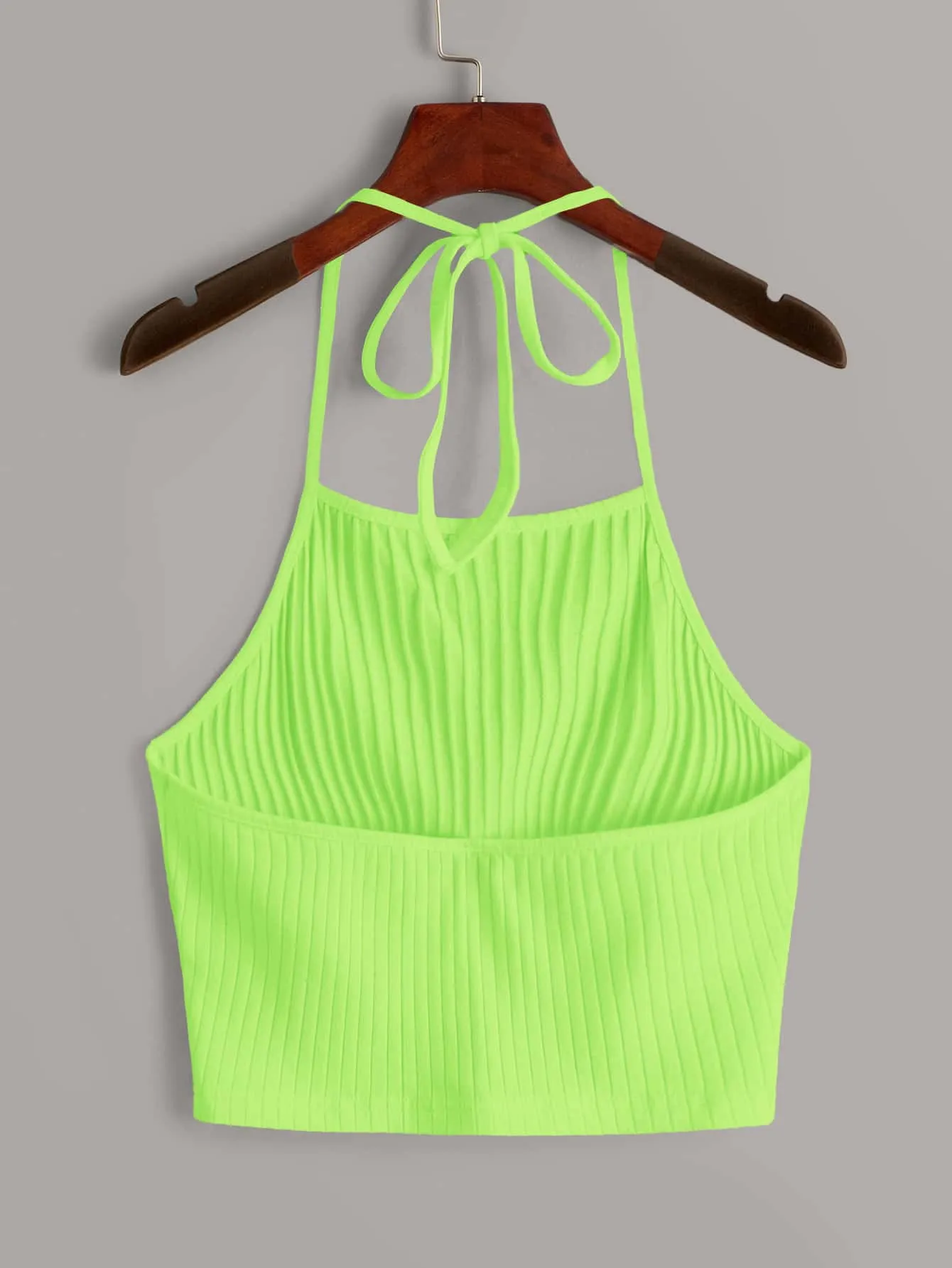 Qutie Solid Rib-knit Halter Top