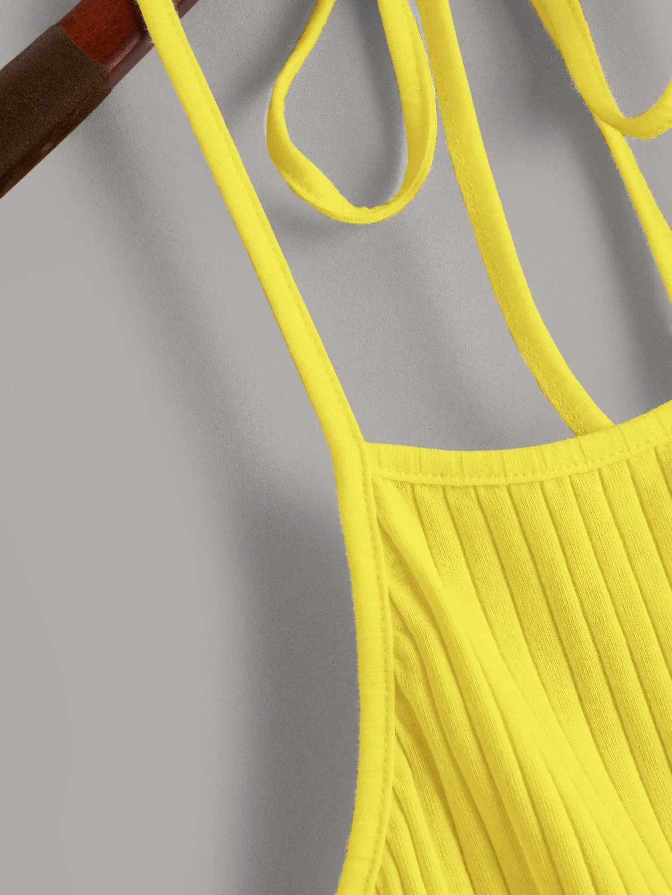 Qutie Solid Rib-knit Halter Top