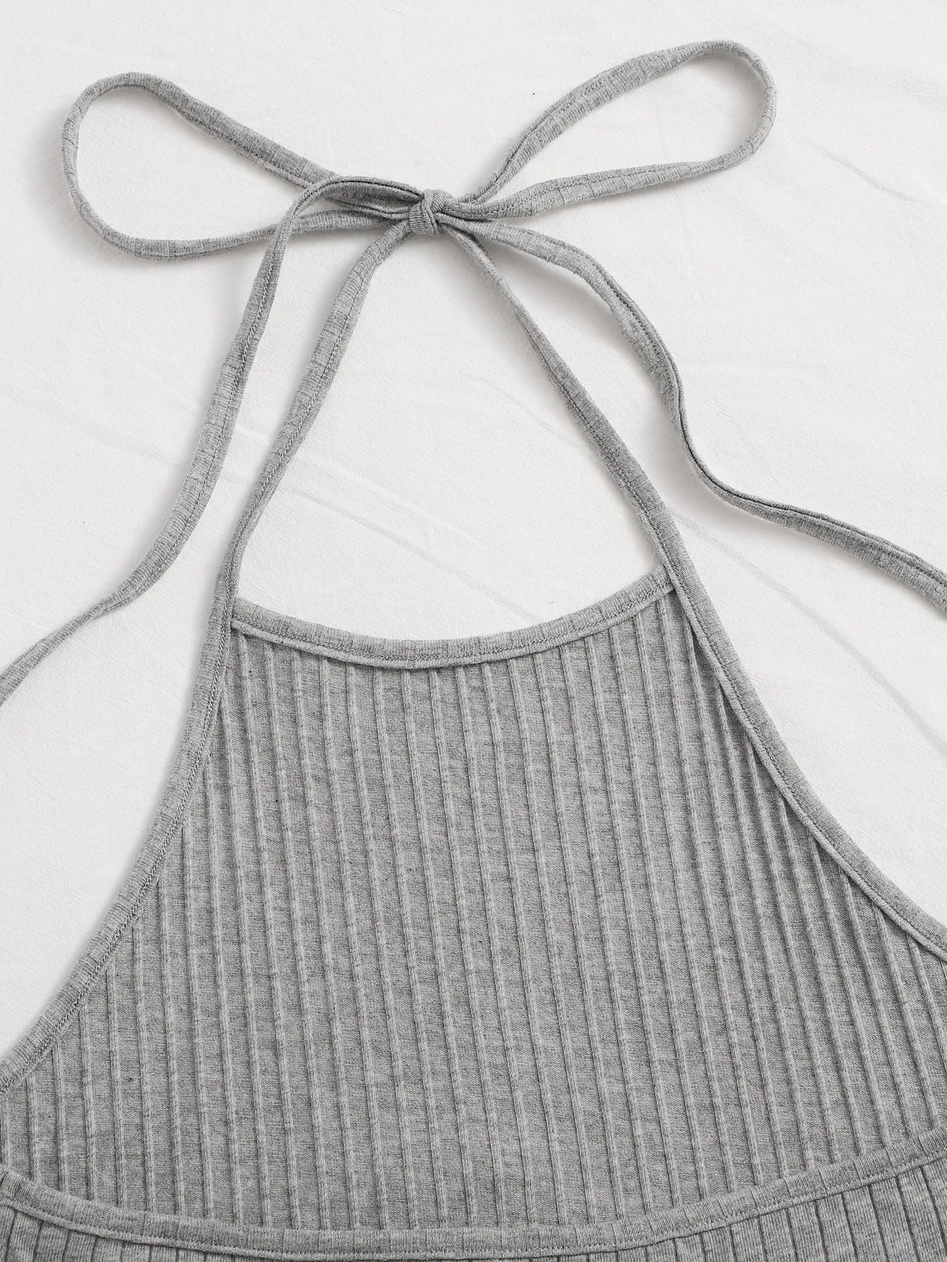 Qutie Solid Rib-knit Halter Top