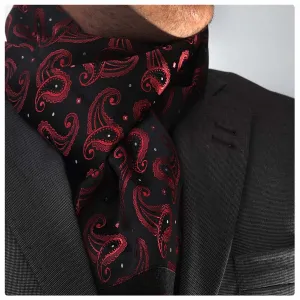 Red Black Mens Silk Scarf - Designer neck scarf for winters