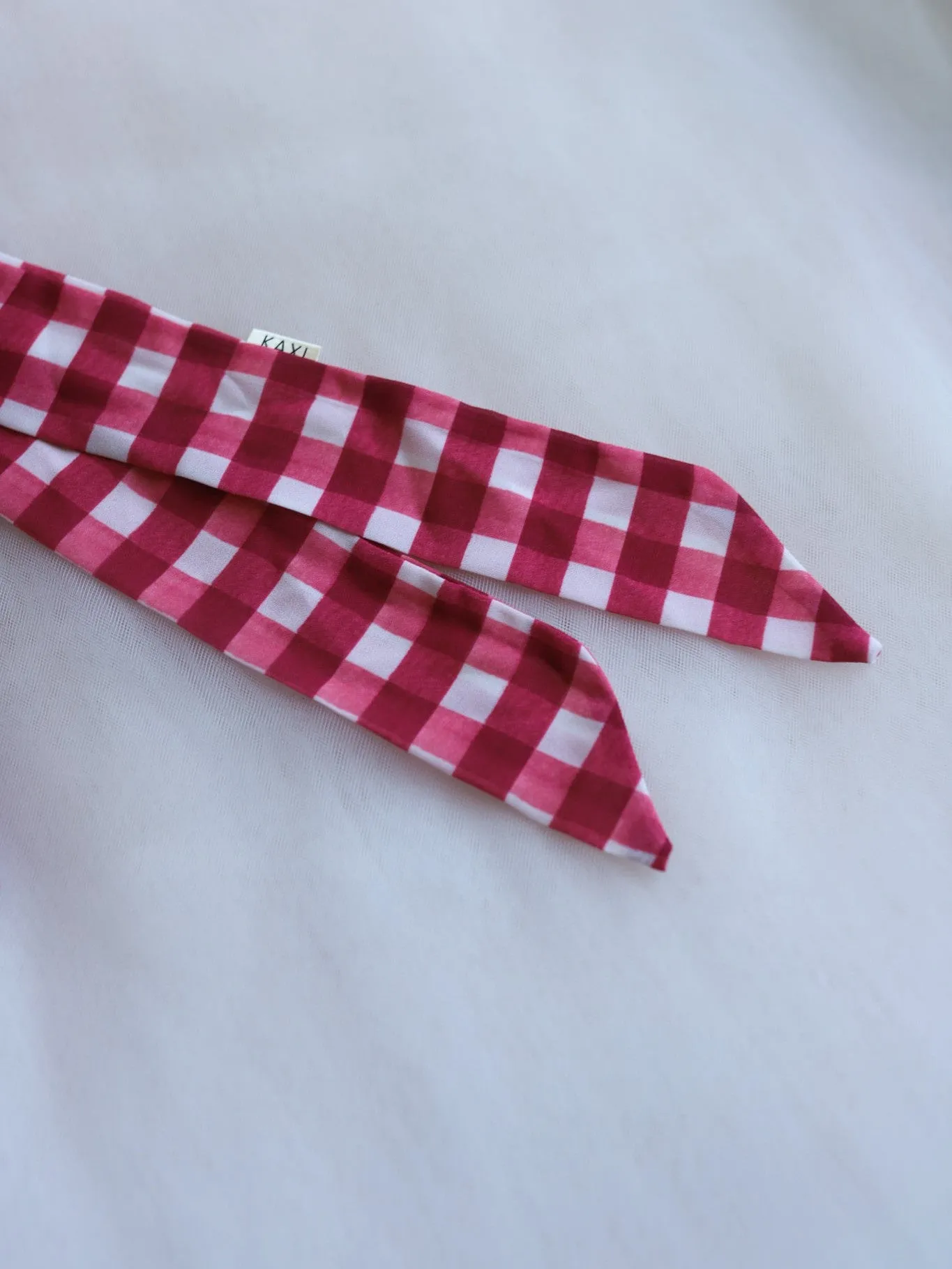 RED GINGHAM HAIR SCARF