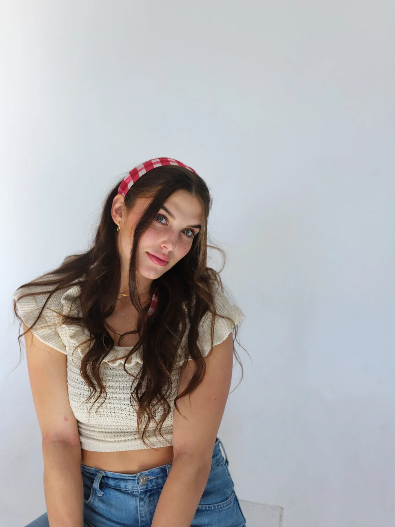 RED GINGHAM HAIR SCARF