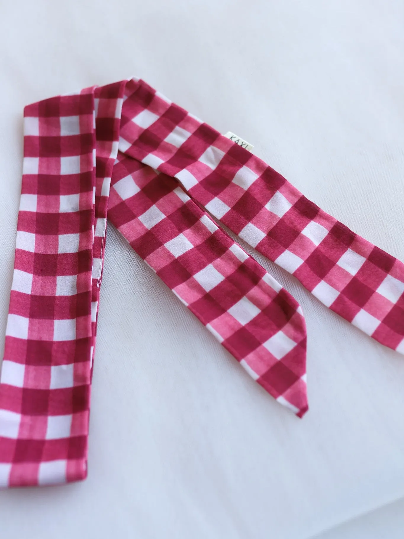 RED GINGHAM HAIR SCARF