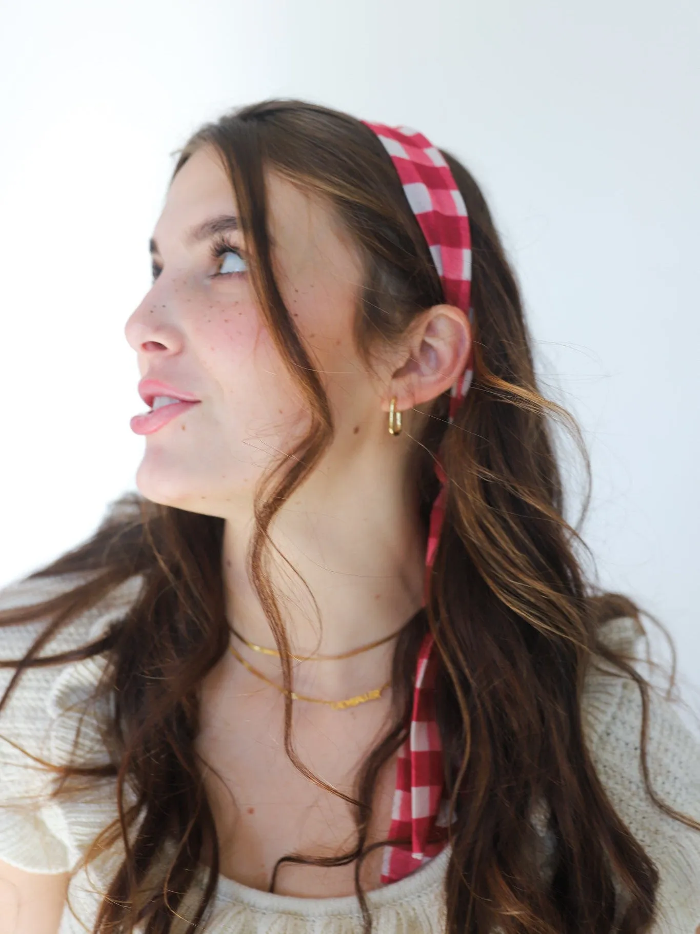RED GINGHAM HAIR SCARF