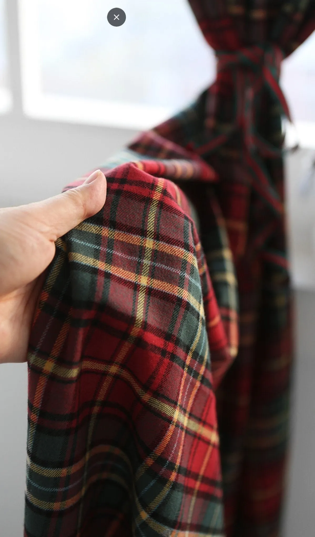 Red Green Tartan Plaid Christmas Brushed Cotton Fabric - Quality Korean Christmas Checkered Fabric - By the Yard /57278
