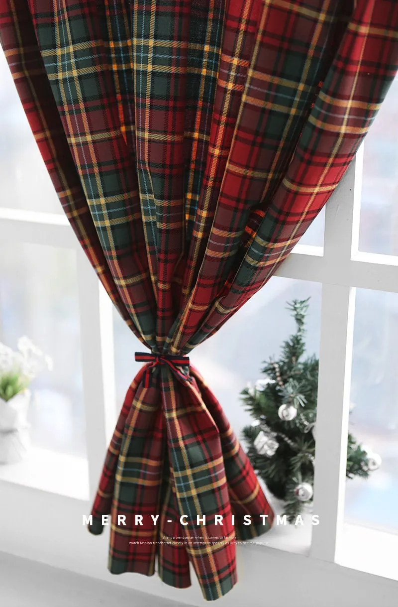 Red Green Tartan Plaid Christmas Brushed Cotton Fabric - Quality Korean Christmas Checkered Fabric - By the Yard /57278