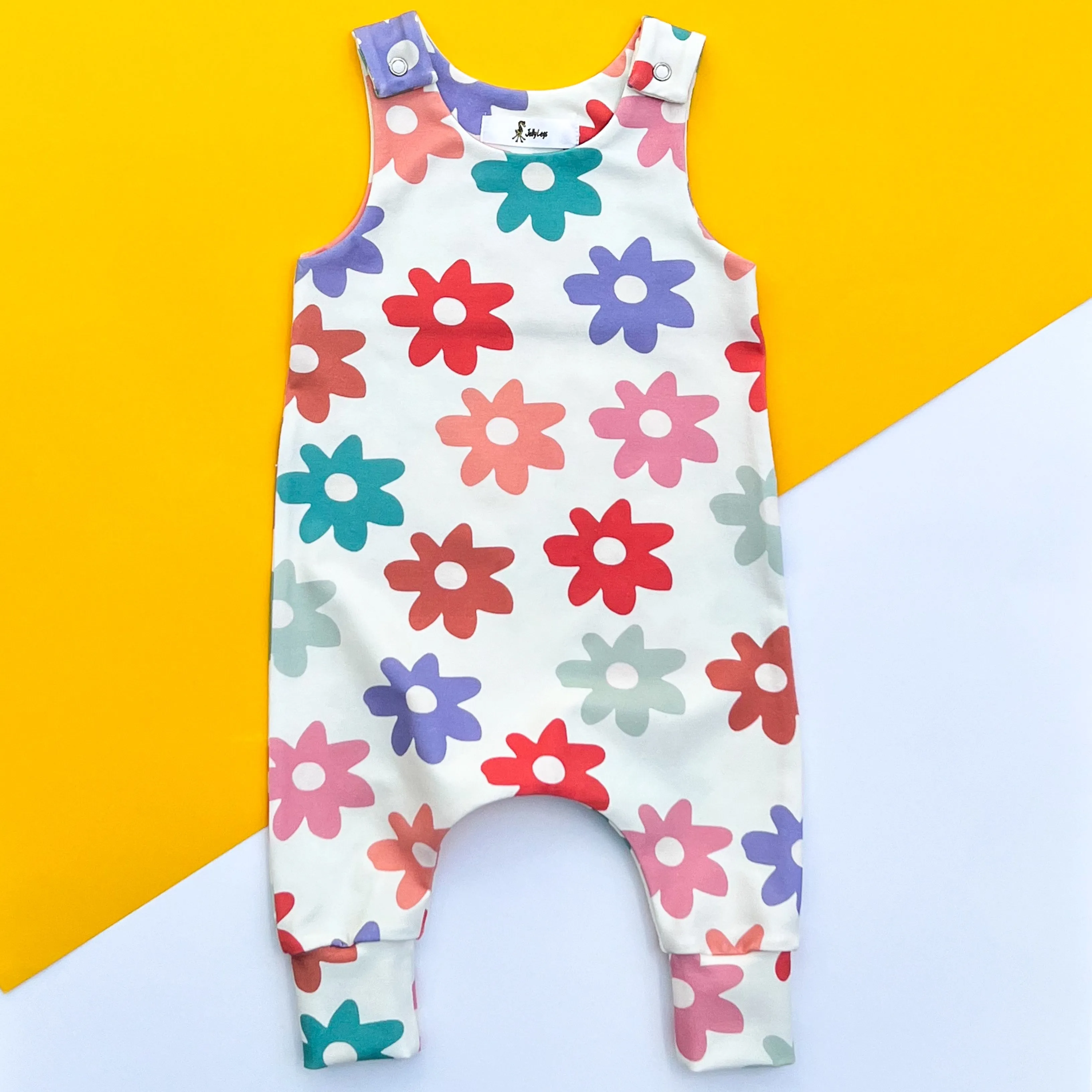 RETRO DAISY DUNGAREE ROMPER