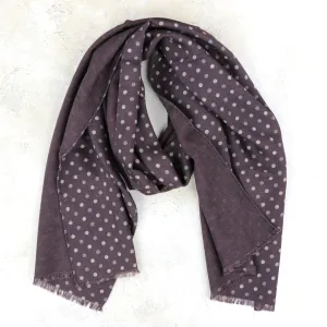 Reversible Wool Scarf - Brown Dots/Solid
