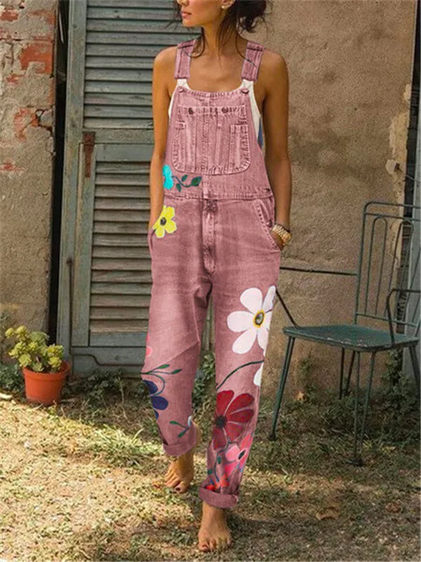 Revolt Women's Classic Denim Bib Overalls Juniors Denim Jumpsuit