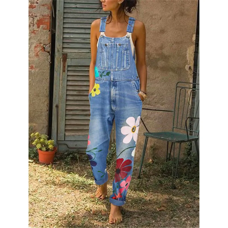 Revolt Women's Classic Denim Bib Overalls Juniors Denim Jumpsuit